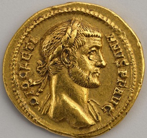 Diocletian, 293 CE  (Rome - Gold aureus) The Metropolitan Museum of Art, New York, NY, 08.170.444	